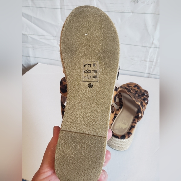 Camel Toes Leopard Print Wedge Sandals Open Toe Slip On Shoes Animal Print - Picture 9 of 13